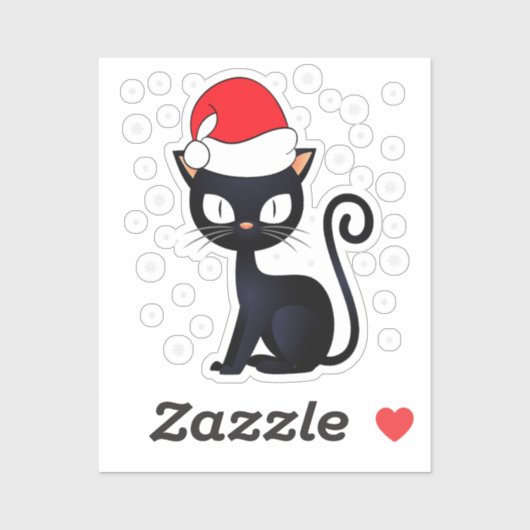 Funny Black Cat Kerstmis Snowflake Cat Lover Sticker (Vel)