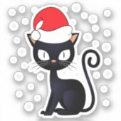Funny Black Cat Kerstmis Snowflake Cat Lover Sticker (Voorkant)