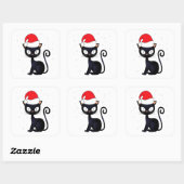 Funny Black Cat Kerstmis Snowflake Cat Lover Vierkante Sticker (Vel)
