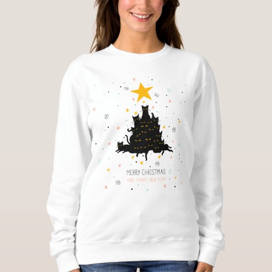 Funny Black Cat Kerstmis Sweatshirt (Voorkant)