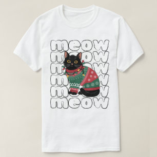 Funny Black Cat Kerstmis T-shirt
