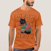 Funny Black Cat Kerstmis T-shirt (Voorkant)