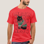 Funny Black Cat Kerstmis T-shirt (Voorkant)