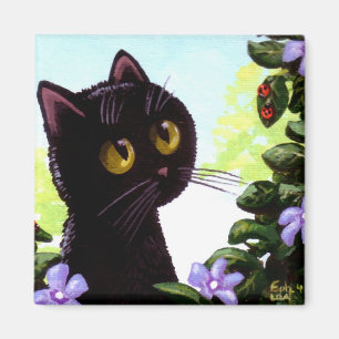 Funny Black Cat Ladybug Art Creationarts Magneet