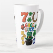Funny Black Cat Lucky Charm  St. Patrick's day Latte Mok (Rechterhoek)