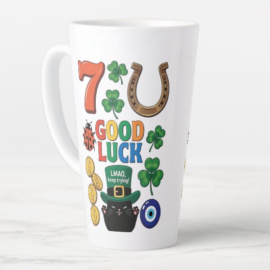 Funny Black Cat Lucky Charm  St. Patrick's day Latte Mok (Linkerhoek)