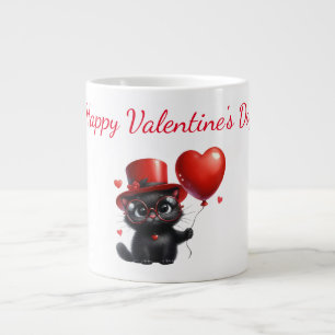 Funny Black Cat met ballonnen Valentijnsdag Grote Koffiekop