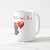 Funny Black Cat met ballonnen Valentijnsdag Koffiemok (Voorkant rechts)