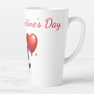 Funny Black Cat met ballonnen Valentijnsdag Latte Mok