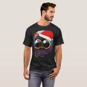 Funny Black Cat met kerstlampjes en S T-shirt (Voorkant volledig)