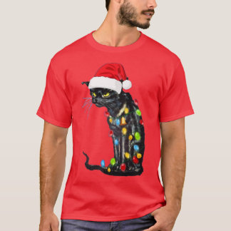 Funny Black Cat met kerstmis T-shirt