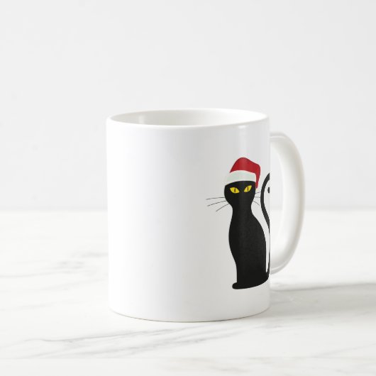 Funny Black Cat met Santa Hats X-mas Mok (Voorkant rechts)