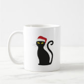 Funny Black Cat met Santa Hats X-mas Mok (Links)