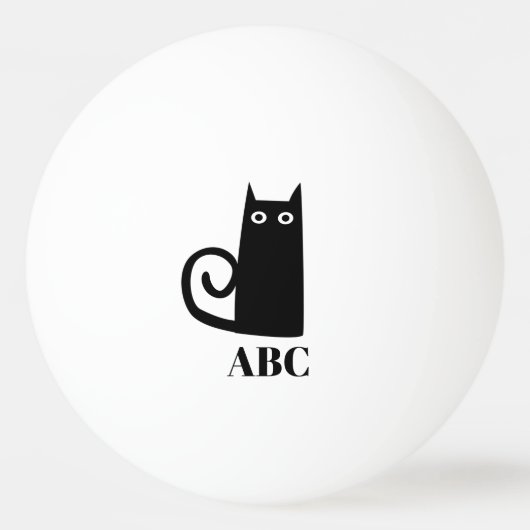 Funny Black Cat Monogram Pingpongbal (Voorkant)