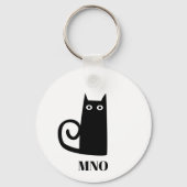 Funny Black Cat Monogram Sleutelhanger (Voorkant)