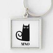 Funny Black Cat Monogram Sleutelhanger