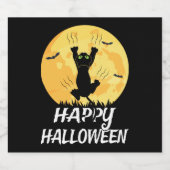 Funny Black Cat Moon Happy Halloween Bier Etiket (Enkel label)