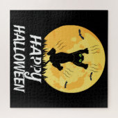 Funny Black Cat Moon Happy Halloween Legpuzzel (Horizontaal)