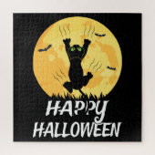 Funny Black Cat Moon Happy Halloween Legpuzzel (Verticaal)
