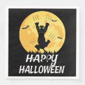 Funny Black Cat Moon Happy Halloween Servet (Voorkant)