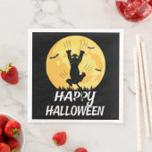 Funny Black Cat Moon Happy Halloween Servet (Insitu)