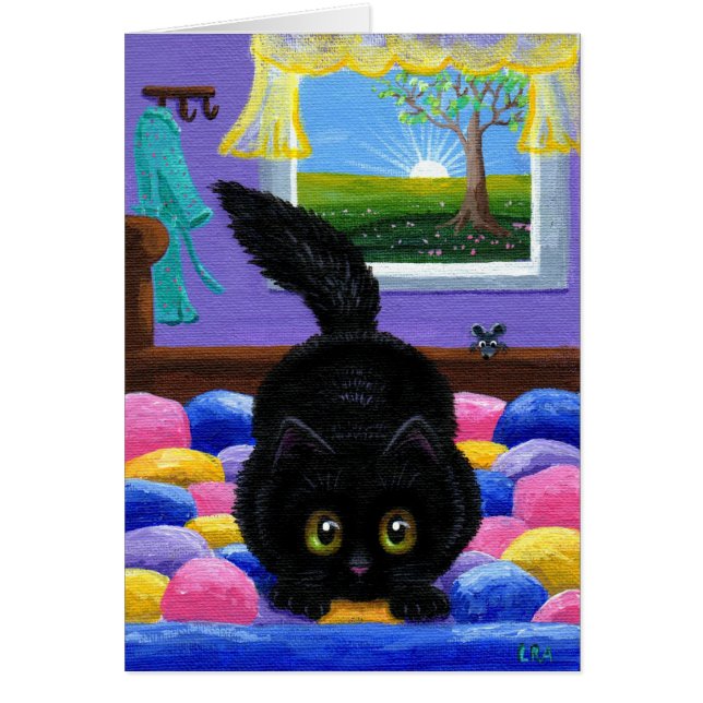 Funny Black Cat Mouse Bed Creationarts (Voorkant)