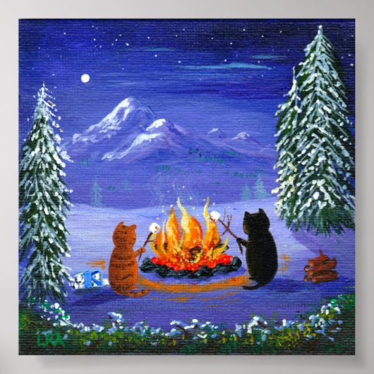 Funny Black Cat Mouse Creationarts Poster (Voorkant)