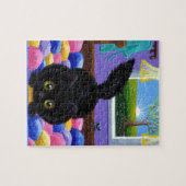 Funny Black Cat Mouse Quilt Legpuzzel (Horizontaal)