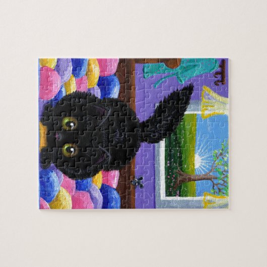 Funny Black Cat Mouse Quilt Legpuzzel (Horizontaal)