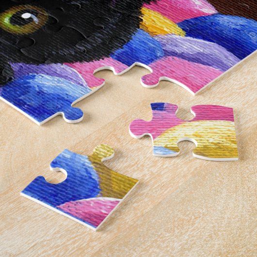 Funny Black Cat Mouse Quilt Legpuzzel (Zijkant)