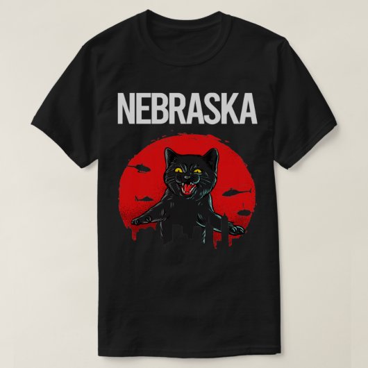 Funny Black Cat Nebraska T-shirt (Design voorkant)