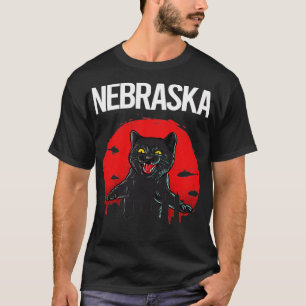 Funny Black Cat Nebraska T-shirt