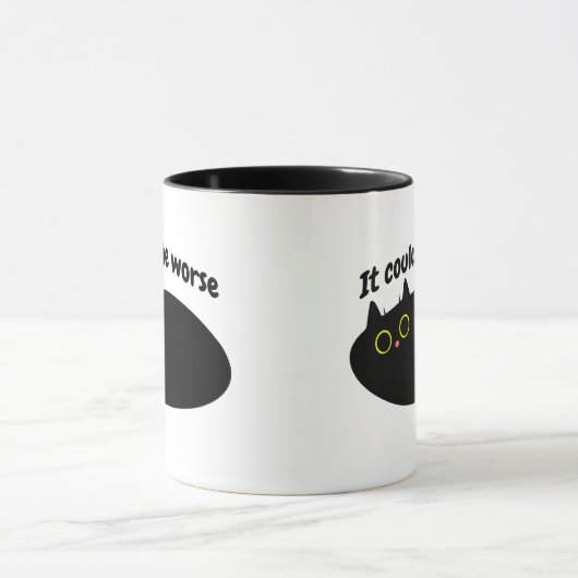 Funny Black Cat optimistisch, goede vibes, sarcast Mok (Midden)