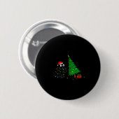 Funny Black Cat Pushing 67 Christmas Tree Over Cat Ronde Button 5,7 Cm (Voorkant /achterkant)