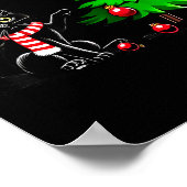 Funny Black Cat Pushing Christmas Tree Over Cat Wh Poster (Hoek)