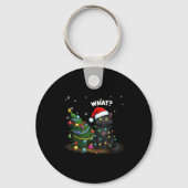 Funny Black Cat Pushing Christmas Tree  Sleutelhanger (Voorkant)