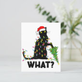 Funny Black Cat Pushing-kerstboom over Cat Ch (Staand voorkant)