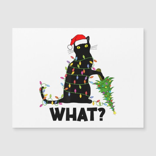 Funny Black Cat Pushing-kerstboom over Cat Ch (Voorkant)