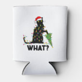 Funny Black Cat Pushing-kerstboom over Cat Ch Blikjeskoeler (Voorkant)