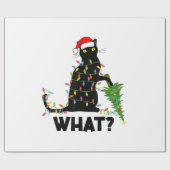 Funny Black Cat Pushing-kerstboom over Cat Ch Cadeaupapier (Vlak)