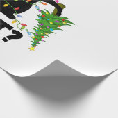 Funny Black Cat Pushing-kerstboom over Cat Ch Cadeaupapier (Hoek)