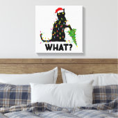 Funny Black Cat Pushing-kerstboom over Cat Ch Canvas Afdruk (Insitu (Slaapkamer))