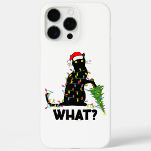 Funny Black Cat Pushing-kerstboom over Cat Ch iPhone 16 Pro Max Hoesje