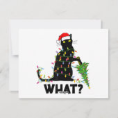 Funny Black Cat Pushing-kerstboom over Cat Ch Feestdagenkaart (Achterkant)