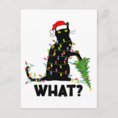 Funny Black Cat Pushing-kerstboom over Cat Ch Informatiekaartje (Voorkant)