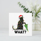Funny Black Cat Pushing-kerstboom over Cat Ch Kaart (Staand voorkant)