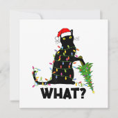 Funny Black Cat Pushing-kerstboom over Cat Ch Kaart (Voorkant)