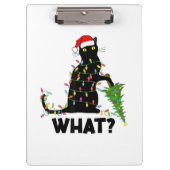 Funny Black Cat Pushing-kerstboom over Cat Ch Klembord (Voorkant)