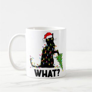 Funny Black Cat Pushing-kerstboom over Cat Ch Koffiemok