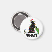 Funny Black Cat Pushing-kerstboom over Cat Ch Magneet (Voorkant / Achterkant)